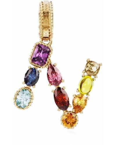 Dolce & Gabbana Pendente Rainbow N in oro giallo 18kt con pietre - Metallizzato