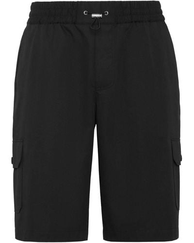 Philipp Plein Drawstring Cargo Shorts - Black