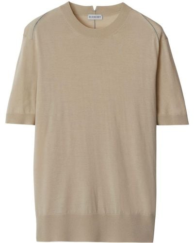 Burberry Fine-knit Wool Top - Natural