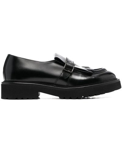 Doucal's Fringed Leather Loafers - Black