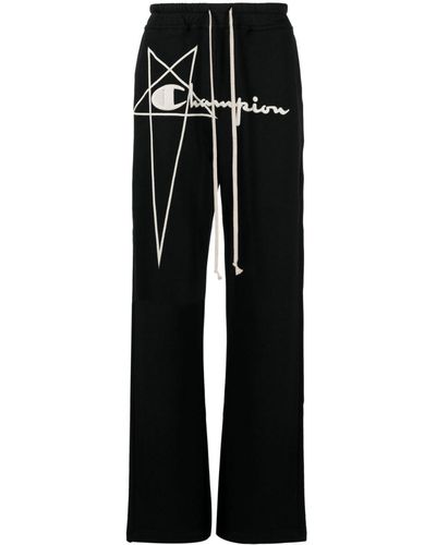 Rick Owens X Champion Dietrich Logo-embroidered Track Trousers - Black