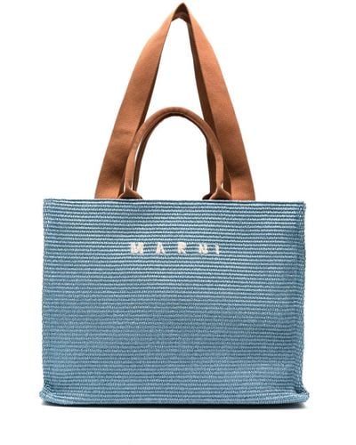Marni Bolso shopper con logo bordado - Azul