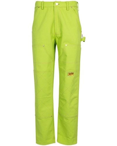 Advisory Board Crystals Diamond Stitch Double Knee Trousers - Green