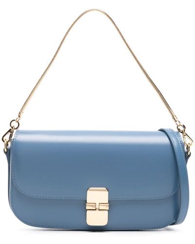 A.P.C. Grace Chaine Leather Clutch Bag - Blue