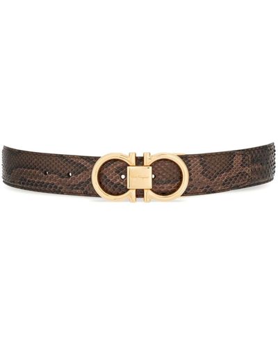 Ferragamo Gancini Leather Belt - Natural