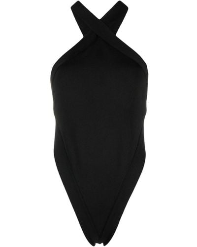 Saint Laurent Viscose Halter Neck Bodysuit - Black