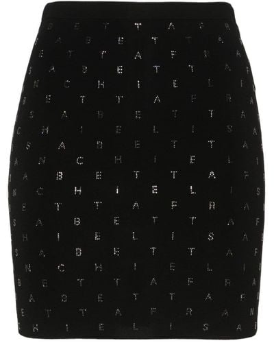 Elisabetta Franchi Mini Skirt With Glass Crystal Embellishments - Black