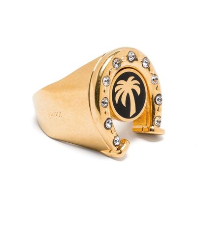 Palm Angels Horseshoe Rhinestone-embellished Ring - Metallic