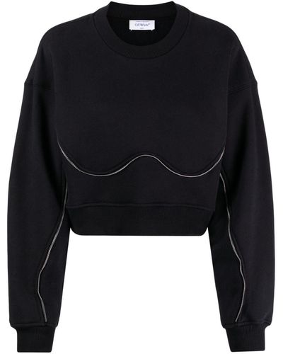 Off-White c/o Virgil Abloh Zipped Cropped Sweatshirt - Black