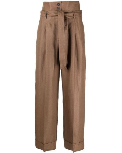 Peserico High-waisted Cropped Trousers - Brown