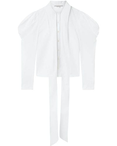 Stella McCartney Camisa con lazo en el cuello - Blanco