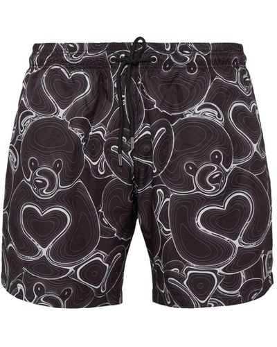 Philipp Plein Bear-print Swim Shorts - Black