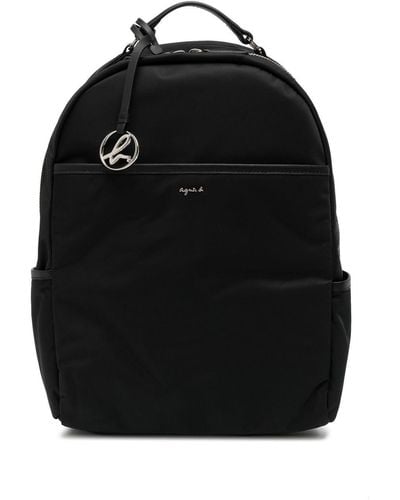 agnès b. Logo-charm Zip-around Backpack - Black