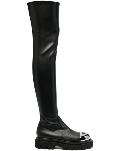 Casadei Thigh-high Fitted Boots - Black