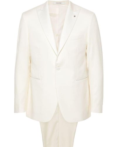 Tagliatore Textured Single-breasted Suit - White