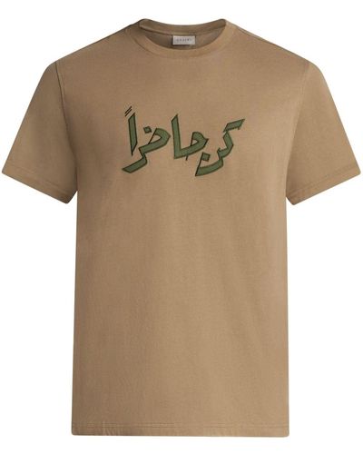 Qasimi Logo-appliqué Cotton T-shirt - Natural