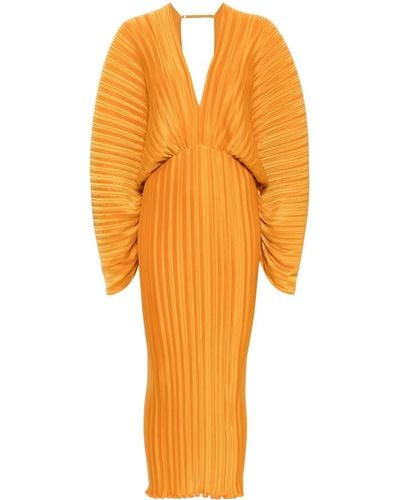 L'idée Galerie Pleated Gown Dress - Orange