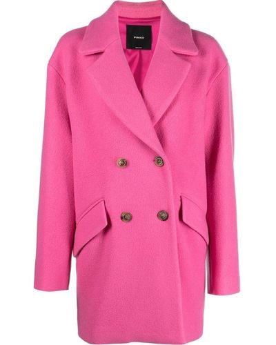 Pinko Double-breasted Wool-blend Coat - Pink