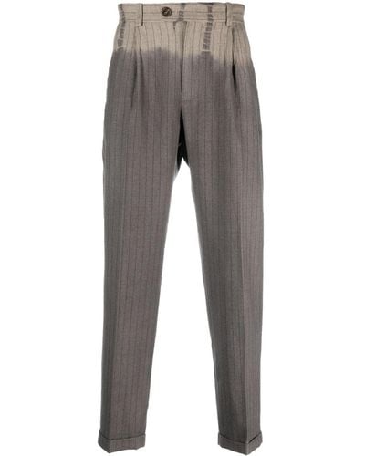 Suzusan Bleached Pinstripe Tailored Trousers - Grey