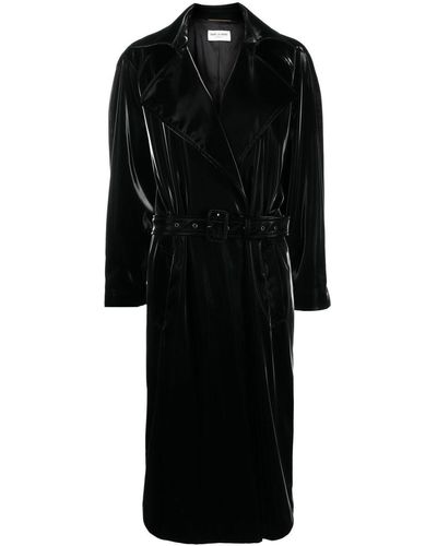 Saint Laurent Belted-waist Coat - Black