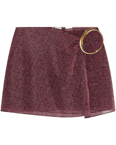 Oséree Lurex-detail Wrap Mini Skirt - Purple