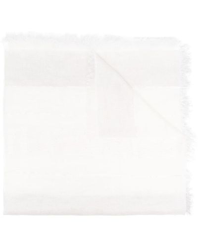 Peserico Frayed-hem Fine-knit Scarf - White