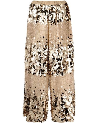 Antonio Marras Sequin-embellished Wide-leg Trousers - Natural