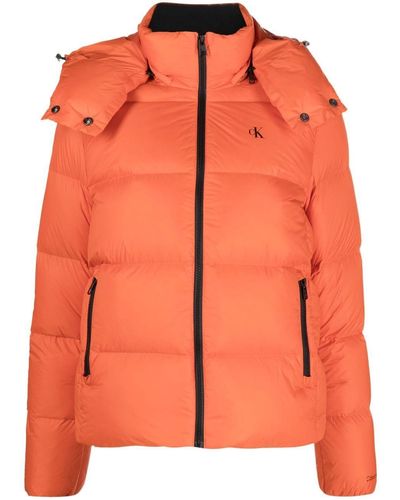 Calvin Klein Logo-print Down Puffer Jacket - Orange