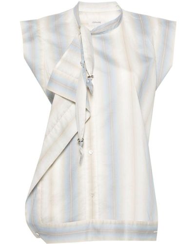 Lemaire Striped Draped Sleeveless Shirt - White