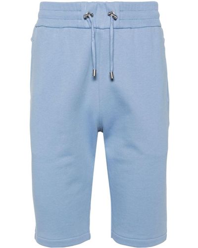 Balmain Logo-flocked Cotton Track Shorts - Blue