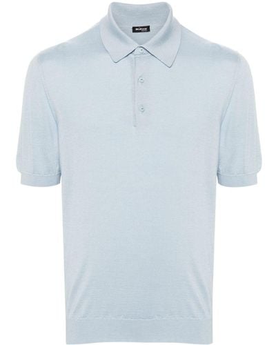 Kiton Fine-knit Polo Shirt - Blauw