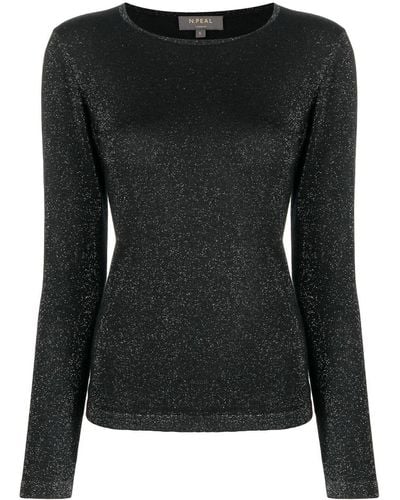 N.Peal Cashmere Lurex-design Knit Sweater - Black