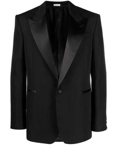 Alexander McQueen Single-Breasted Wool Jacket - Black