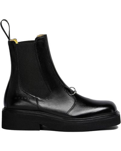 Marni Logo-embossed Leather Chelsea Boots - Black