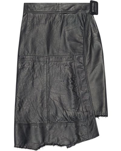 Balenciaga Asymmetric Leather Skirt - Grey