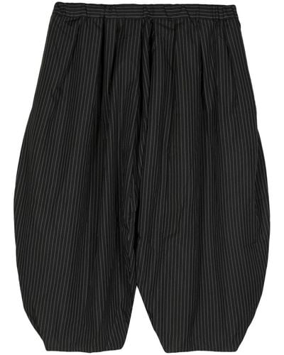 Comme des Garçons Pinstriped Cropped Trousers - Black