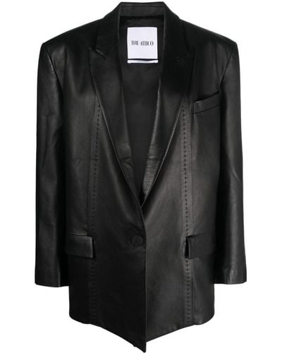 The Attico Single-breasted Leather Blazer - Black