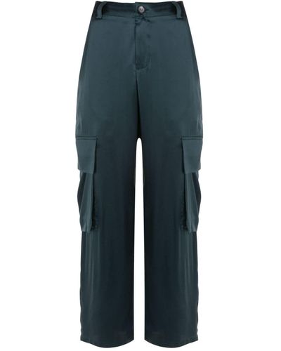 UMA | Raquel Davidowicz Straight-leg Silk Cargo Trousers - Blue
