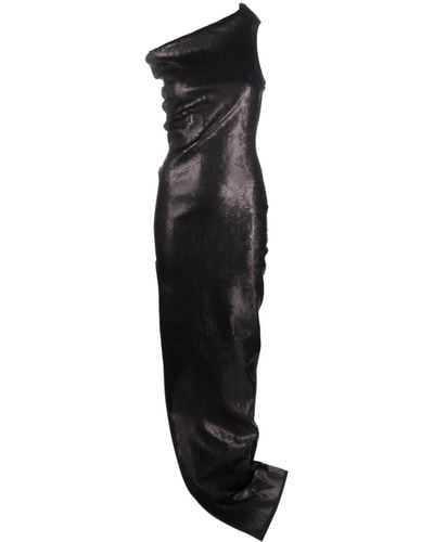 Rick Owens Maxi-jurk Met Asymmetrische Hals - Zwart