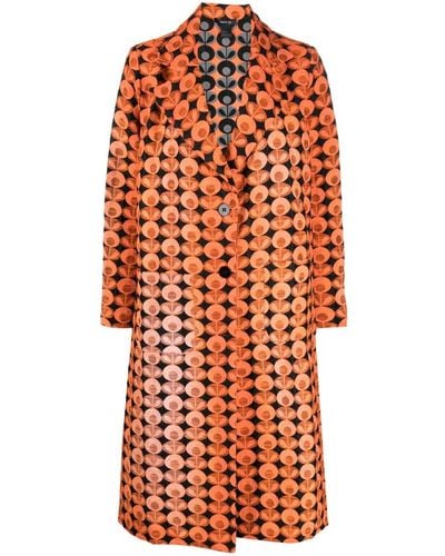 Avant Toi Graphic-print Single-breasted Coat - Orange