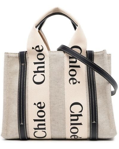 Chloé Woody Logo-print Tote Bag - Natural