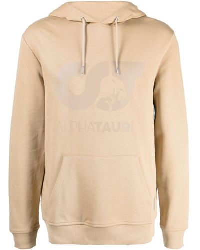 Alpha Tauri Logo-print Jersey Hoodie - Natural