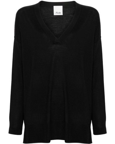 Allude Ribbed Virgin-wool Sweater - Black