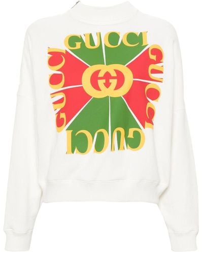Gucci Vintage Sweatshirt mit Logo-Applikation - Weiß