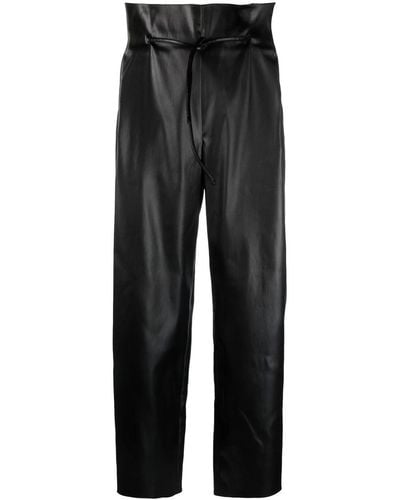 Genny Pantalones capri con cintura paperbag - Negro