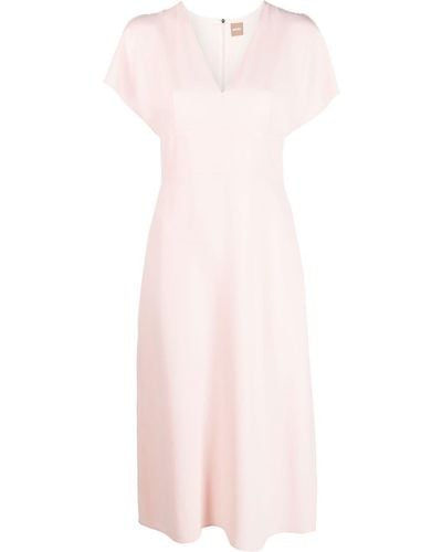 BOSS Plain Below-knee Dress - Pink