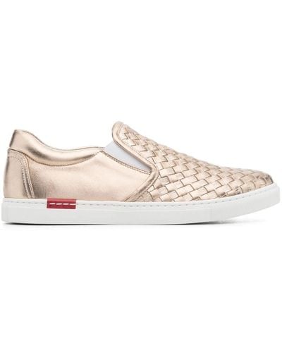 SCAROSSO Gabriella Woven Leather Trainers - Pink