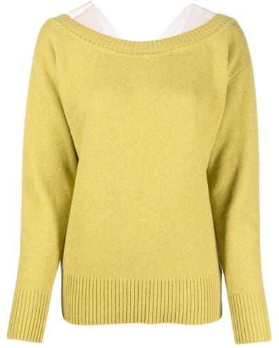 Erika Cavallini Semi Couture Scoop-neck Long-sleeve Sweater - Yellow