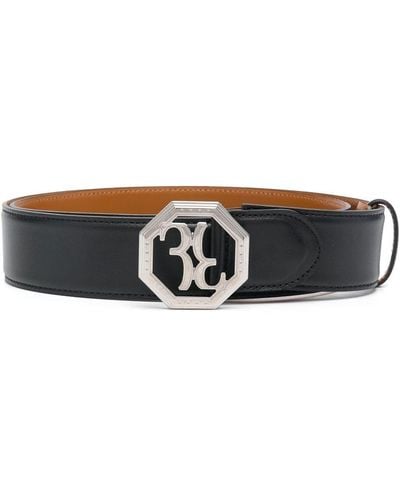 Billionaire Logo-buckle Leather Belt - Black