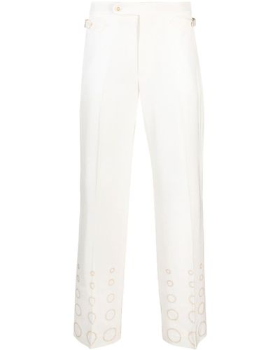 Casablancabrand Pantalon droit à lien de resserage - Blanc